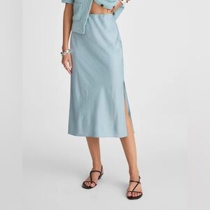 Madewell Light Blue Midi Skirt with Side Slit